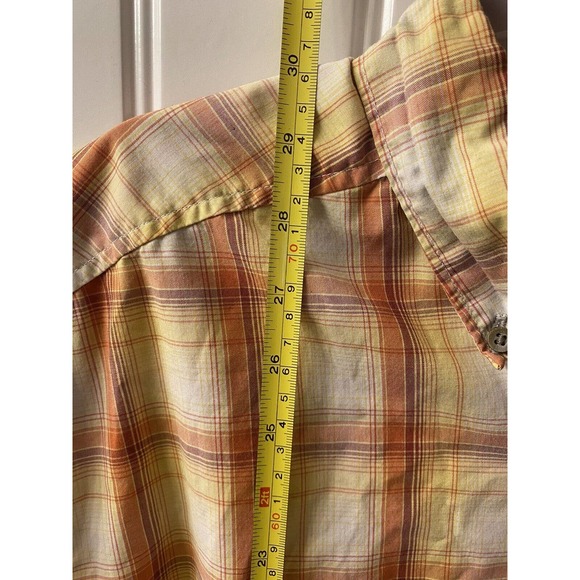 Wolverine Orange Plaid Mens Large Button Down Collared Short Sleeve - Picture 7 of 12